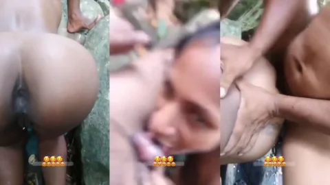 Jungle me Indian aunty ke sath threesome fucking scene